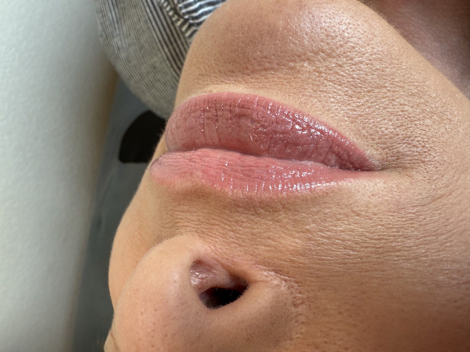 Lip blush result — closeup, fresh color