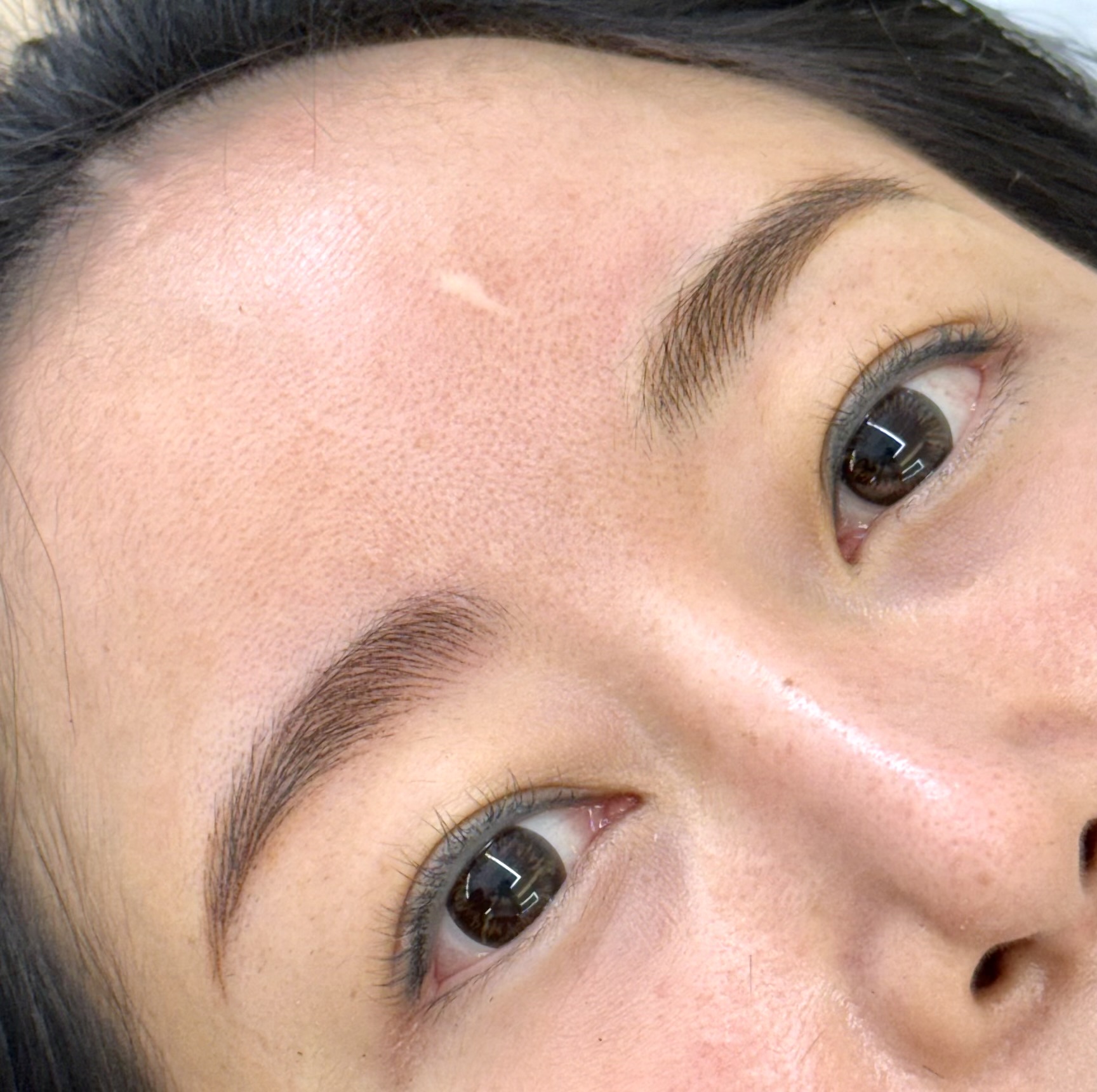 Nano brows result — soft natural strokes, healed