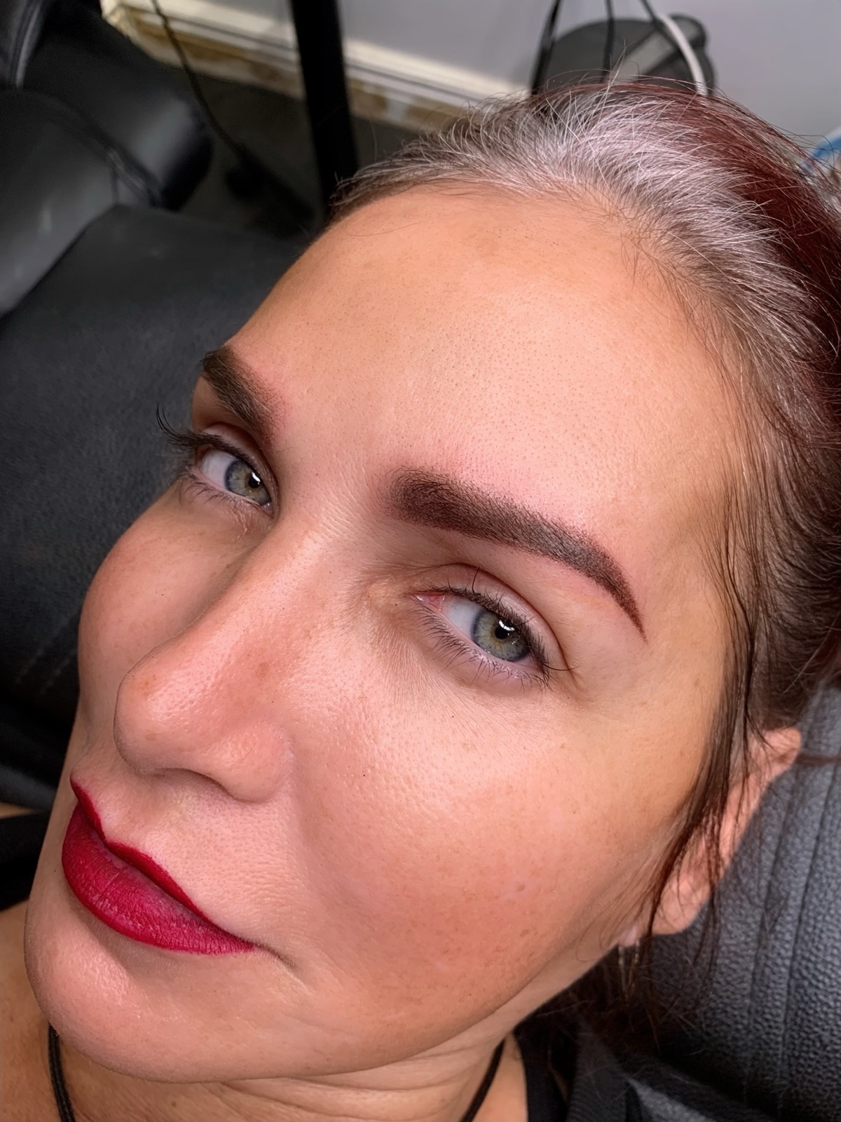 Powder shading result — soft ombre brows